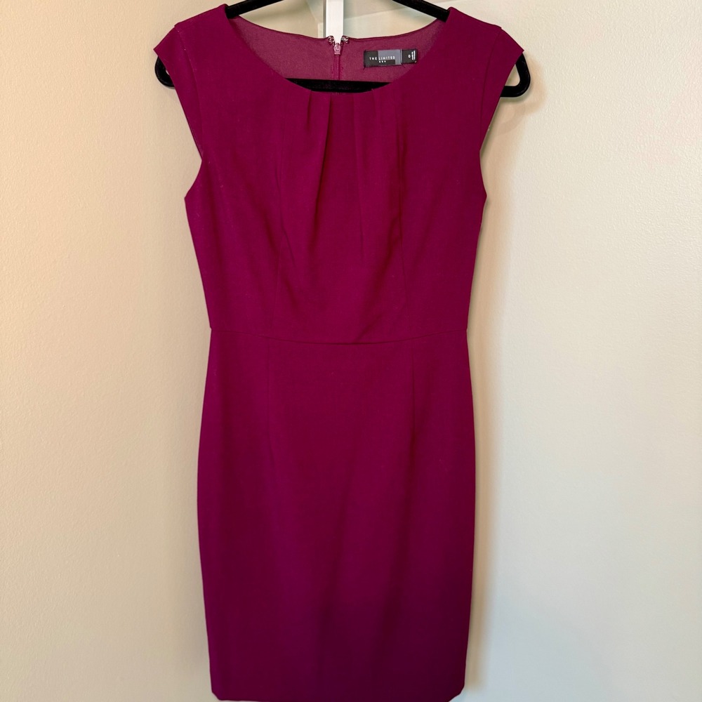 The Limited Burgundy Pleated Sheath Dress‎ Size 0 Sleeveless Business Cocktail